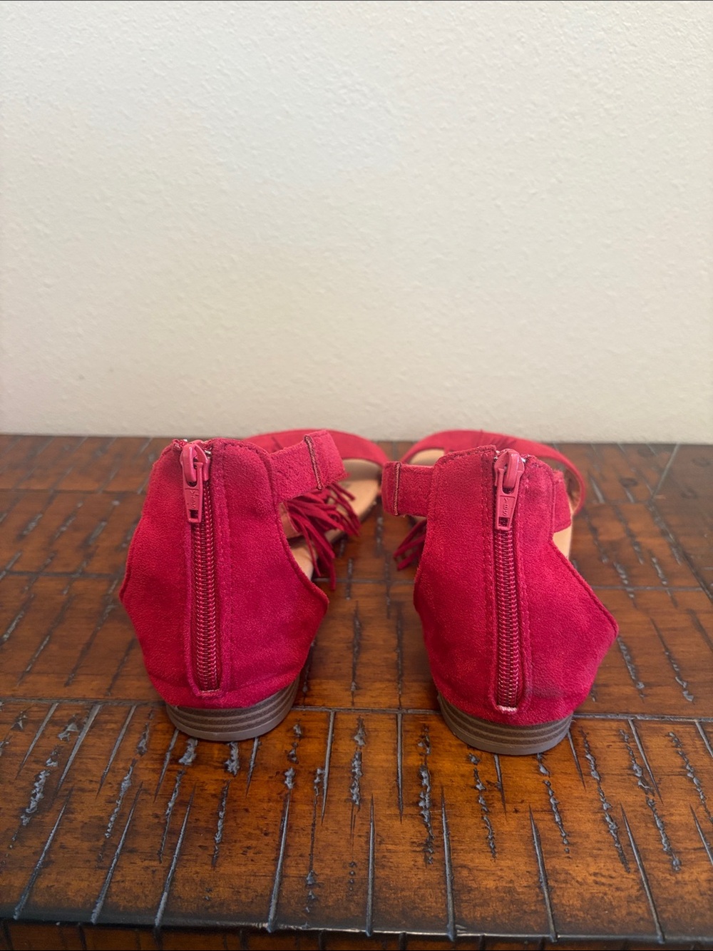 Cato Red Tassel Ankle-Strap Sandals - Picture 3 of 9